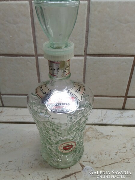 Old thick glass bottle for sale! Thick liqueur glass with a printed pattern for sale!