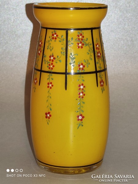 Antik Legras festett üveg váza