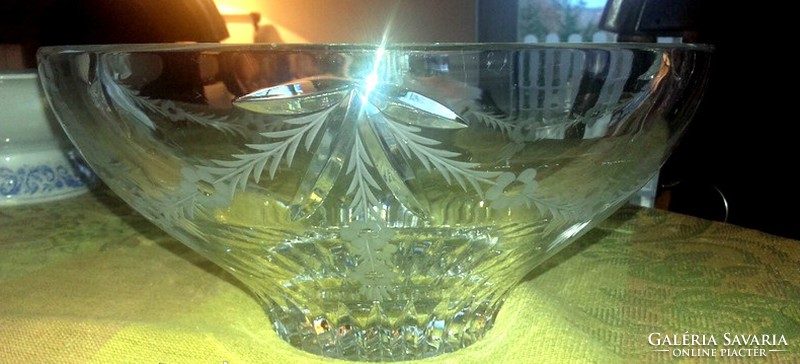 Antik kristályüveg mély tál metszett üveg - Art&Decoration