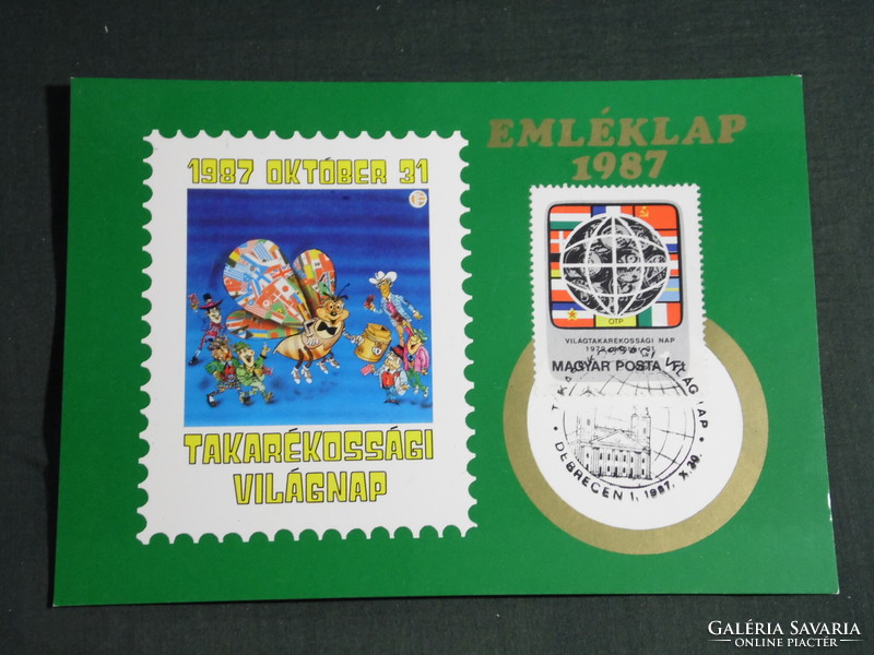 Postcard, otp savings bank, World Savings Day commemorative card, stamp, philately, seal, stamping