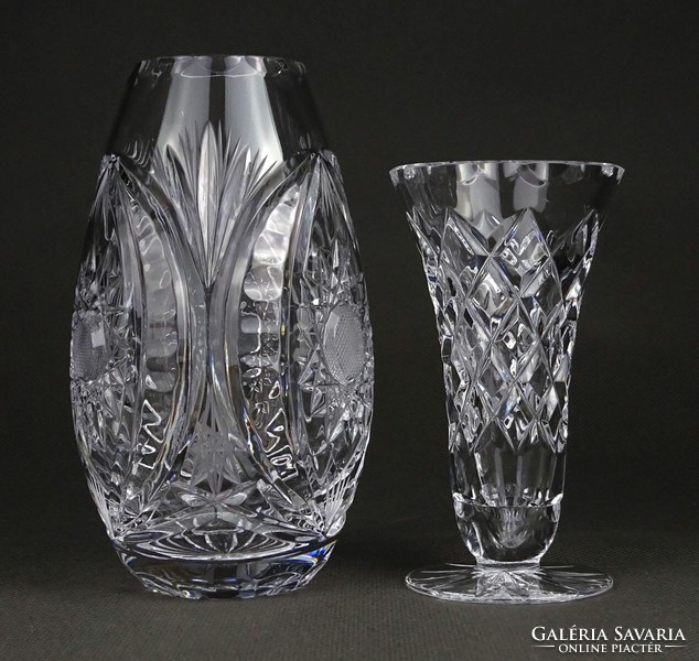 1Q205 Hibátlan csiszolt üveg kristály váza 2 darab