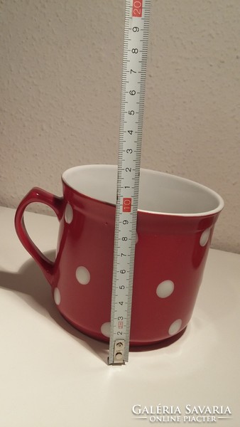 2 giant mugs with orange dots together, 6 dl