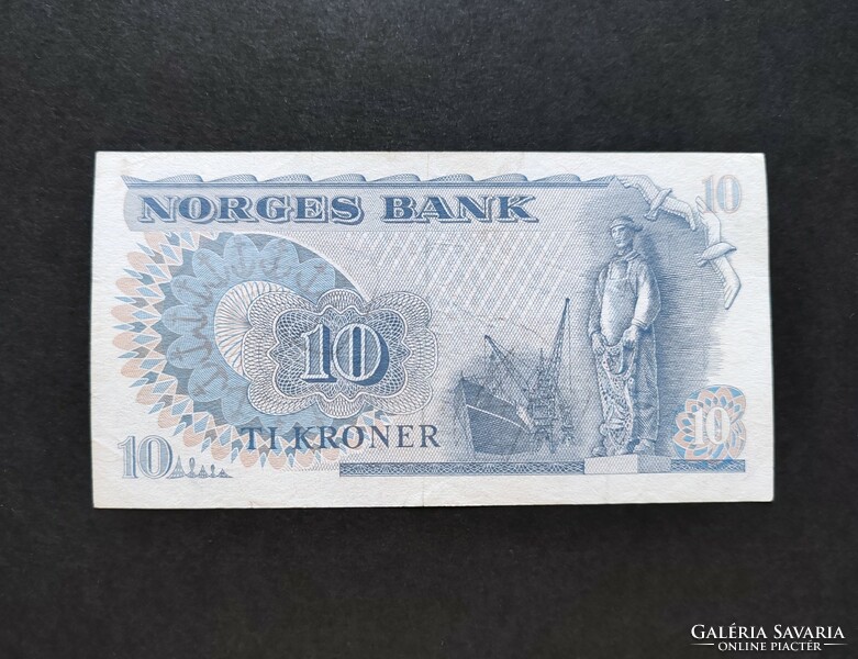 Norvégia 10 Kroner, Korona 1983, VF+