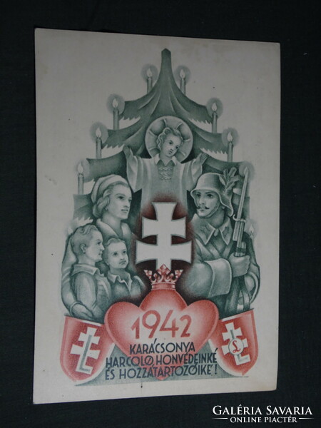 Képeslap,tábori posta Második világháborús magyar katonai Honvédek karácsonya 1942 Irredenta lap