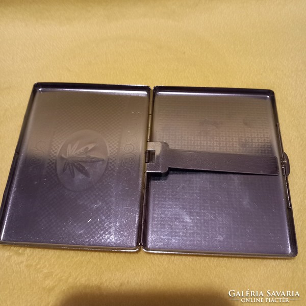 Silver-colored, metal cigarette case, holder.