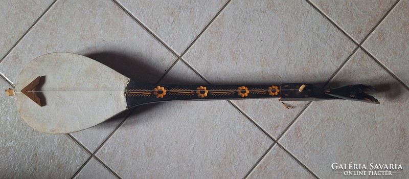 Balkan musical instrument guzla, guzle richly carved