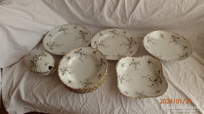Missing art nouveau tableware 6 deep plates + serving dishes (plate missing)