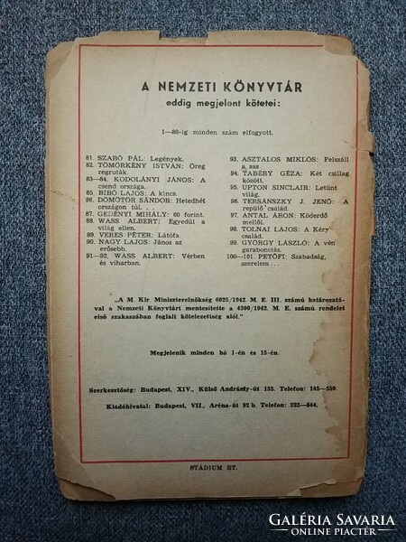 Nemzeti Könyvtár, három füzet (1941)