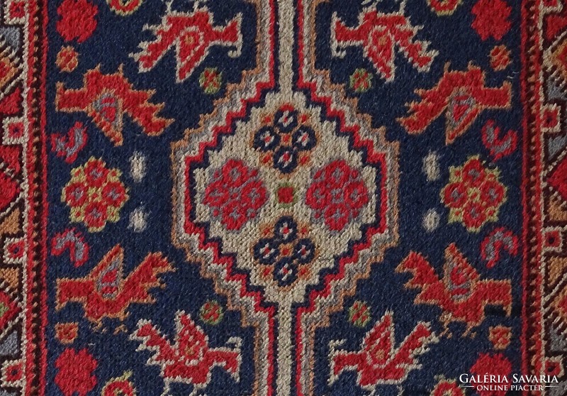 1L013 antique art deco oriental pattern bird hand-knotted red Persian carpet 115 x 202 cm