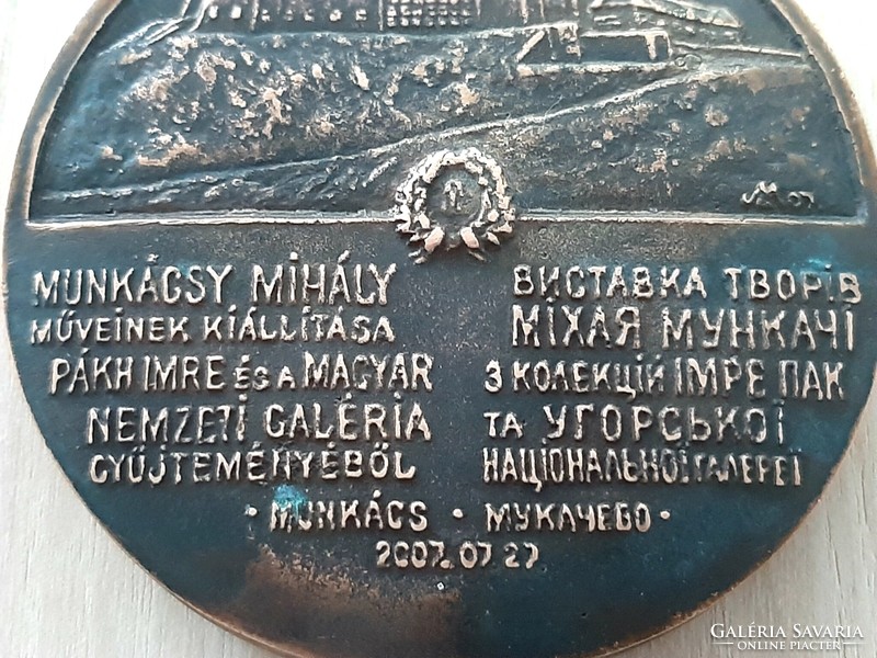Munkácsy Mihály 1844 - 1900 bronz emlék plakett Műveinek kiállitása PÁKH IMRE és a Magyar Nemzeti ..