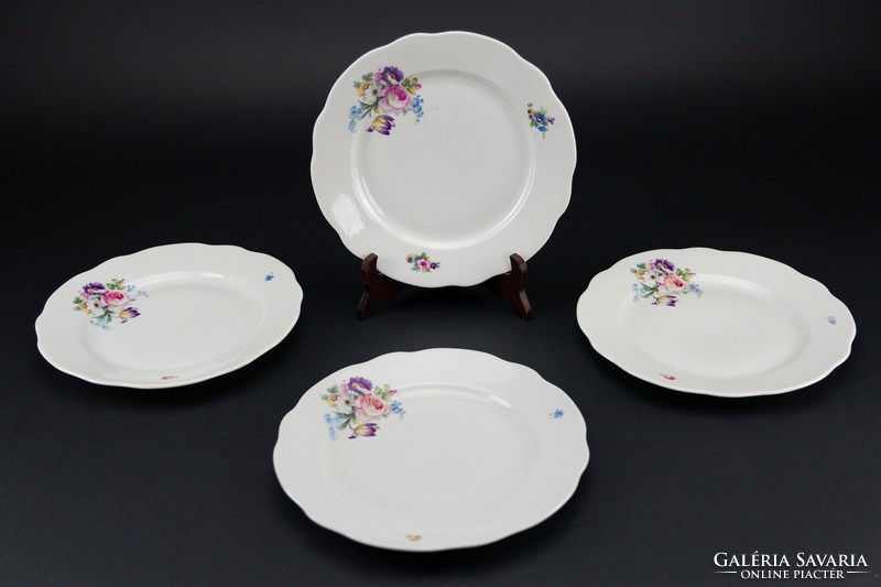 Zsolnay porcelain flat plate, 4 pieces, marked, old.