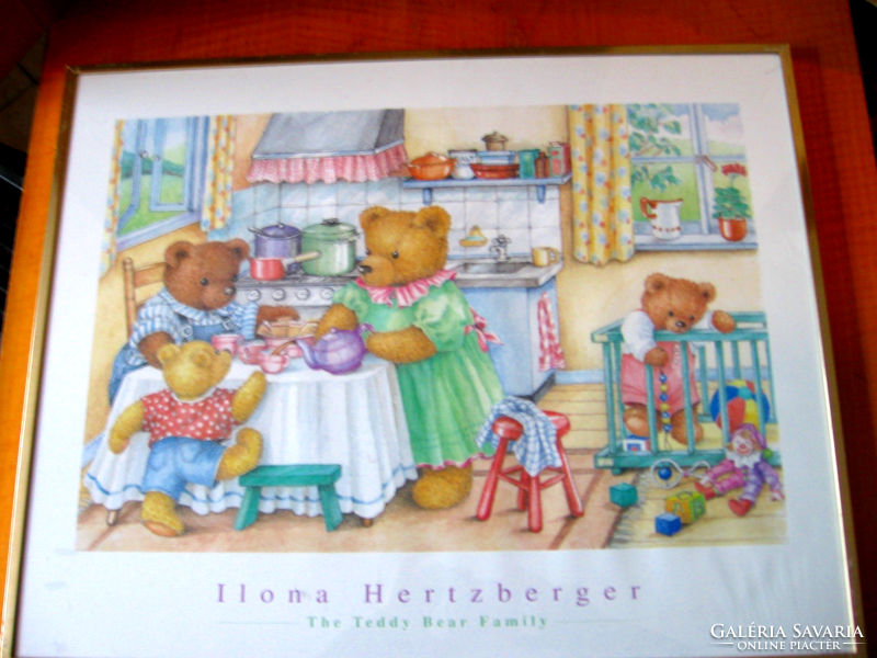 Ilona Hertzberger teázó maci , mackó családot ábrázoló képe