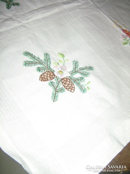 Beautiful hand-embroidered Christmas tablecloth