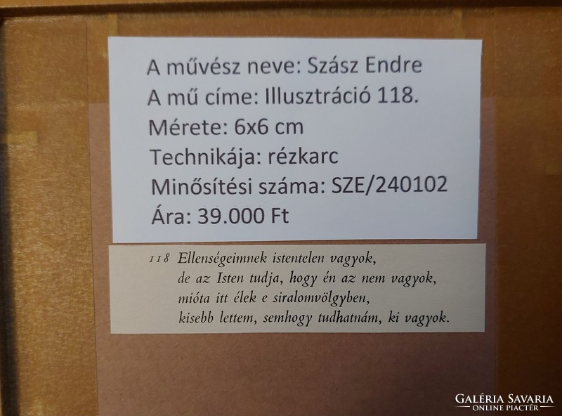 Szász Endre - Illusztráció 118. rézkarc, EREDETISÉG IGAZOLÁSSAL