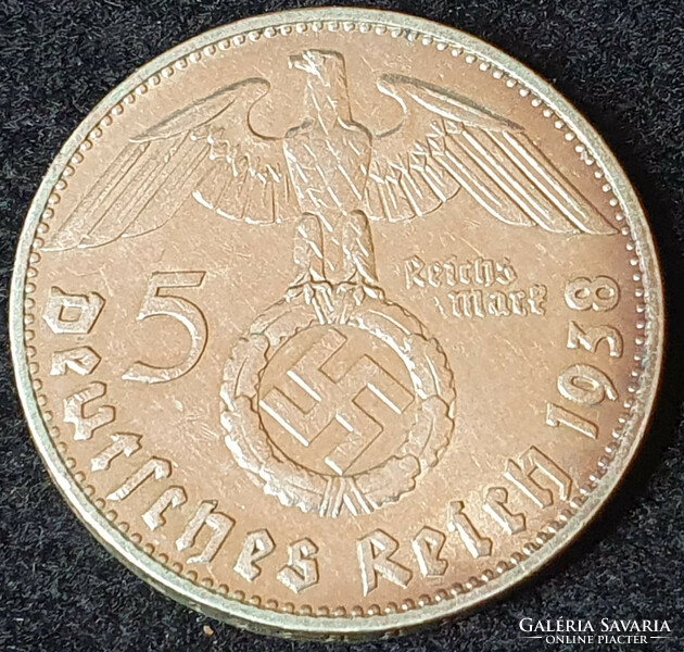 5 Marks from the time of the German 3rd Empire. 1938 D