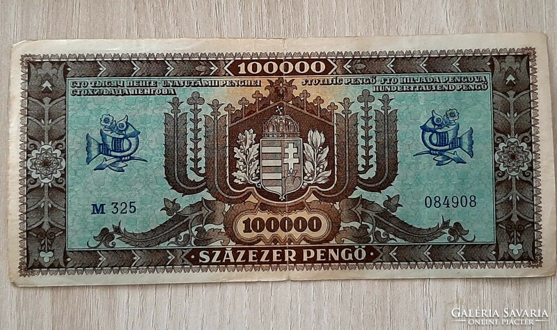 One hundred thousand pengő, October 23, 1945