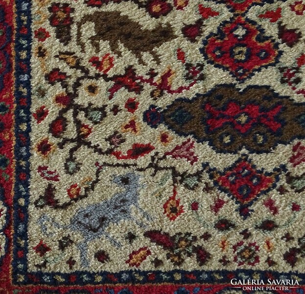 1L016 old animal pattern oriental handwoven rug 78 x 175 cm