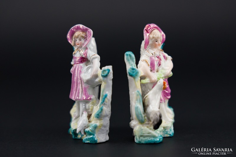 Porcelain figurines of little girls, 2 pieces, old, marked.