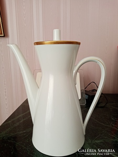 Marked German white - rosenthal - porcelain tea / coffee pot with gold stripe lid