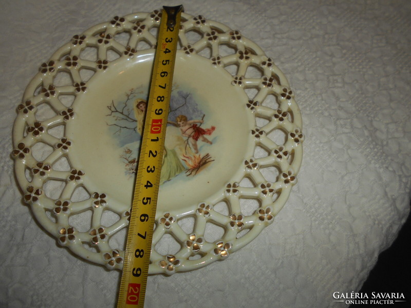 Zsolnay porcelain faience plate with an openwork border - 1880s - with a mark pressed into the mass