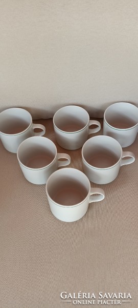 Alföldi porcelain mug, 6 pieces with green stripes