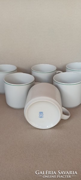 Alföldi porcelain mug, 6 pieces with green stripes