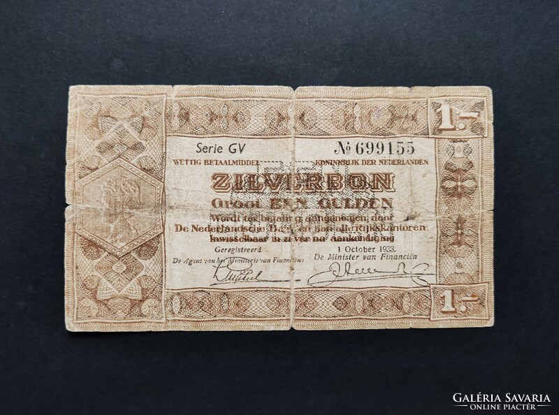 Hollandia 1 Gulden / Zilverbon 1938, VG