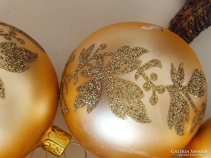 Üveg karácsonyfadísz modern arany gömb üvegdísz 5 db