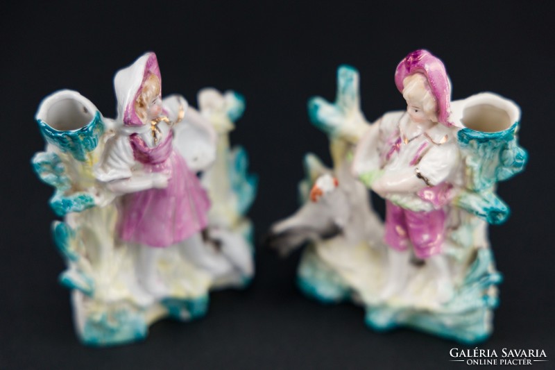 Porcelain figurines of little girls, 2 pieces, old, marked.