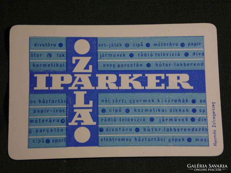 Kártyanaptár, Zala Iparker vállalat Zalaegerszeg, áruház,szaküzlet,iparcikk , 1971,   (5)