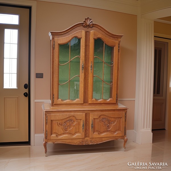 Baroque-style carved oak serving display case
