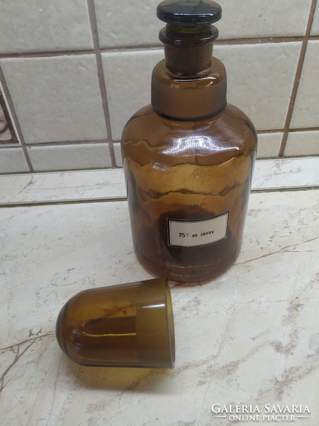 Old large apothecary glass brown pharmacy apothecary corked glass bottle for sale!