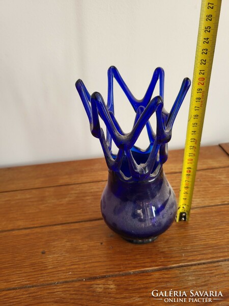 Kék tört mintás üveg váza
