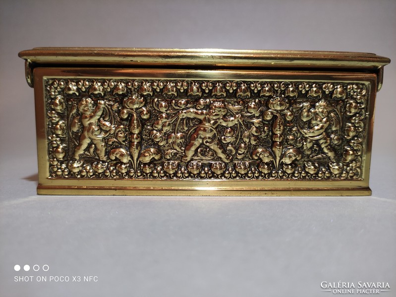 Erhard & söhne embossed copper box lockable with original key, rare