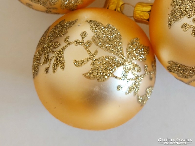Üveg karácsonyfadísz modern arany gömb üvegdísz 5 db