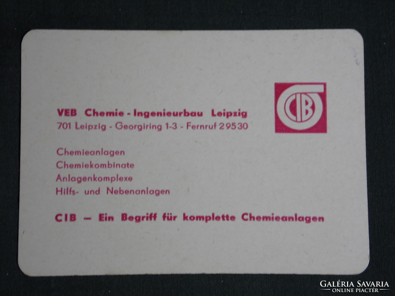 Kártyanaptár, Németország, NDK, VEB Chemie, vegyi üzem kombinát, Lipcse , 1968,   (5)