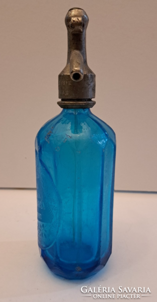 Half-liter hungarian, decorated blue soda bottle