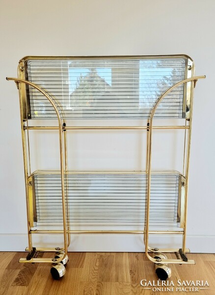 Vintage folding cart with glass shelves