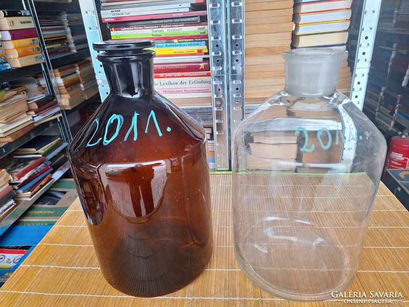 Large, 33 cm high, decorative brown and transparent apothecary bottles in one. HUF 8,500