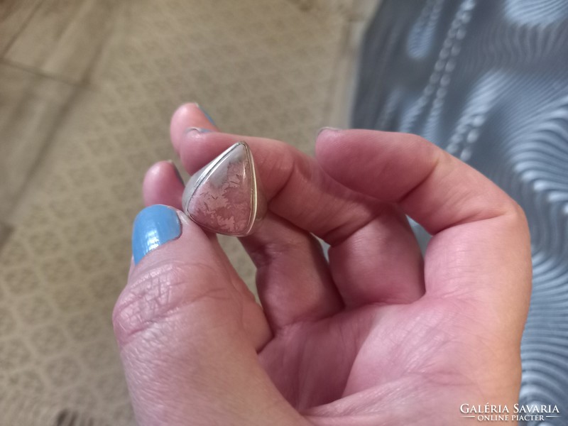 Sterling silver ring with rhodochrosite gemstone from Namibia