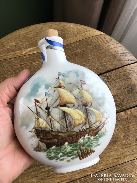 Old porcelain bottle boat with decoration