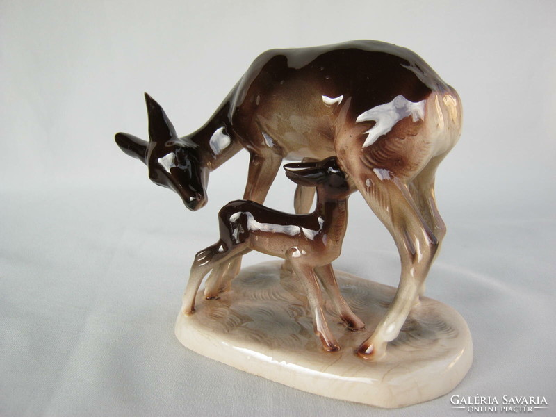 Katzhütte porcelain doe nursing her young