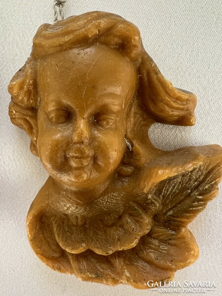 Two antique wax angels Christmas tree ornaments