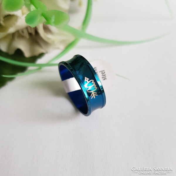 New, blue, heart pattern, concave ring - usa 10 / eu 62 / ø20mm