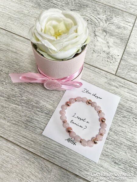 Witness invitation set - flower box and rose quartz bracelet