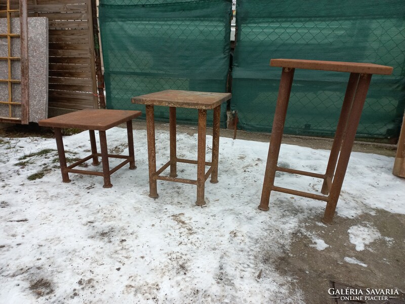 3 small iron tables