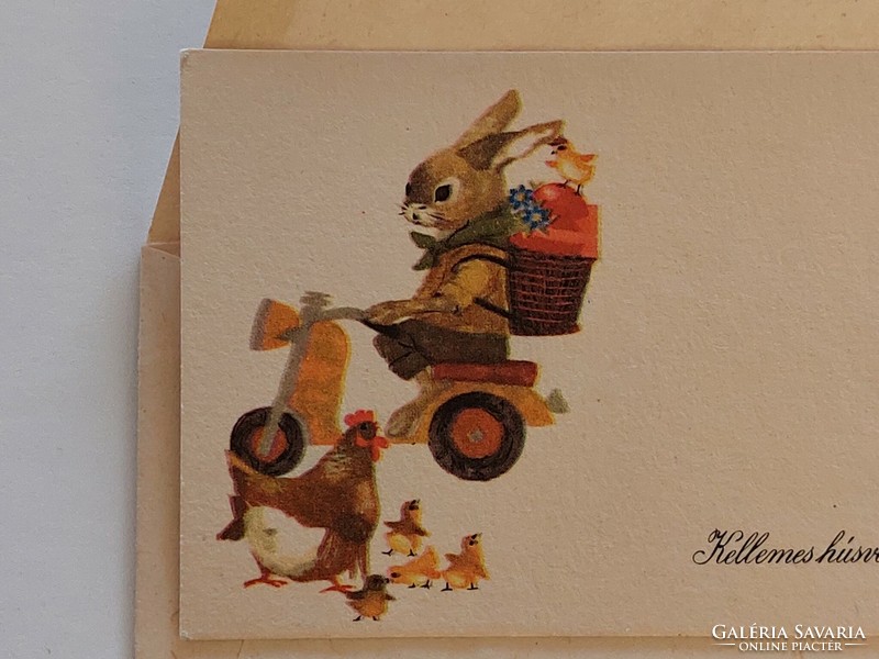 Retro mini képeslap borítékkal húsvéti