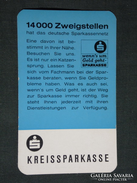 Kártyanaptár, Németország, Kreissparkasse, takarékpénztár, bank , 1969,   (5)