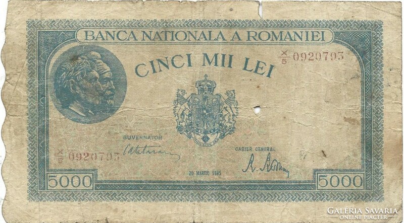 5000 lei 1945 Románia 2.