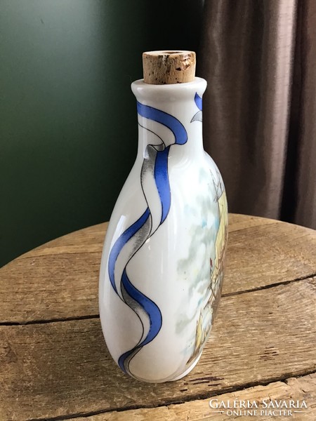 Régi porcelán butella hajó díszítéssel